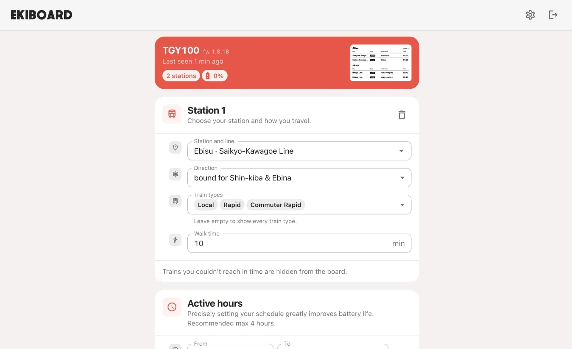 ekiboard settings